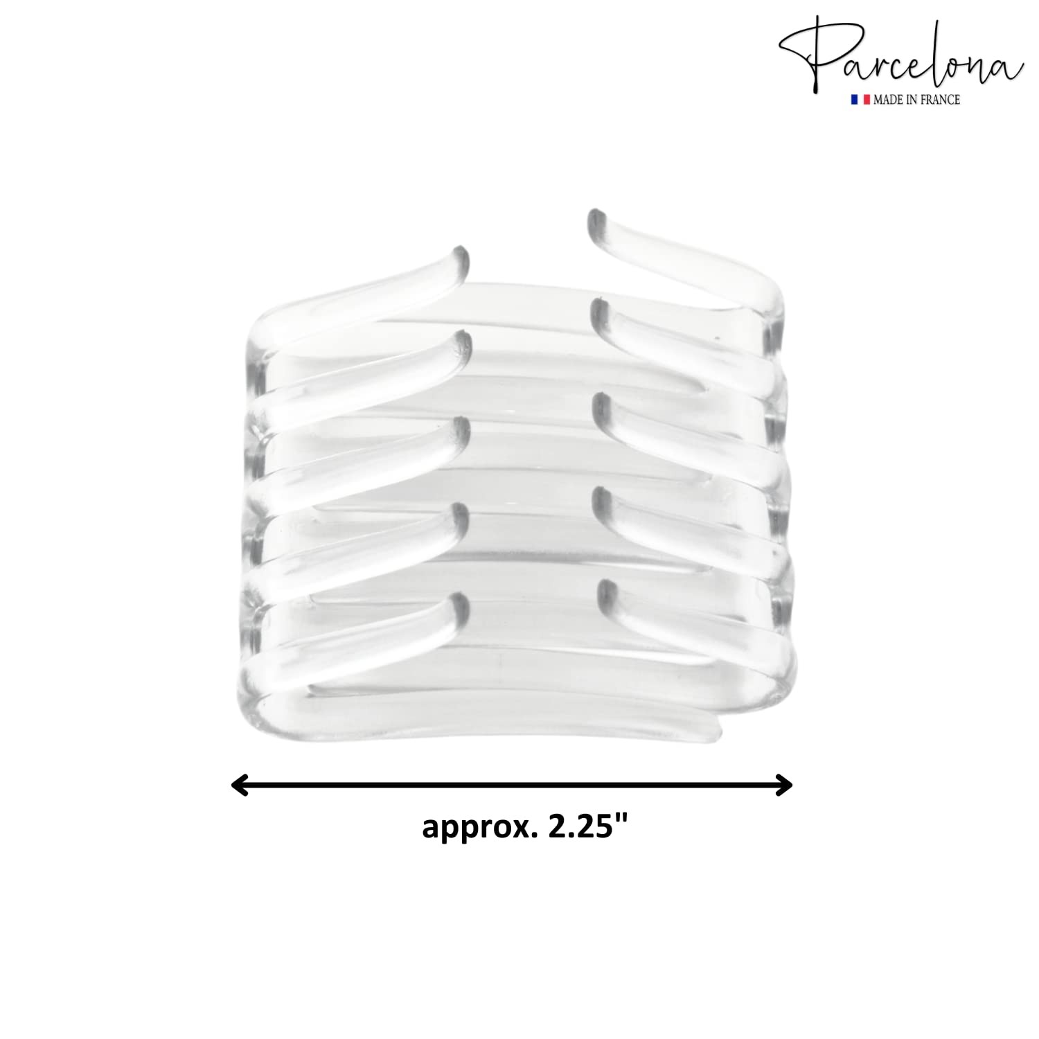 Parcelona French Crab Interlocking Medium Celluloid Clear Hair Clip Side Comb 2 1/4 Inches