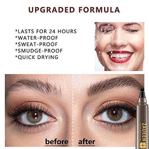 Tattoo Eyebrow Pen, Microblading Fork Tip Brow Pencil, Waterproof, Smudge-Proof, 48 Hours Long Lasting, Natural Looking (JET BLACK)