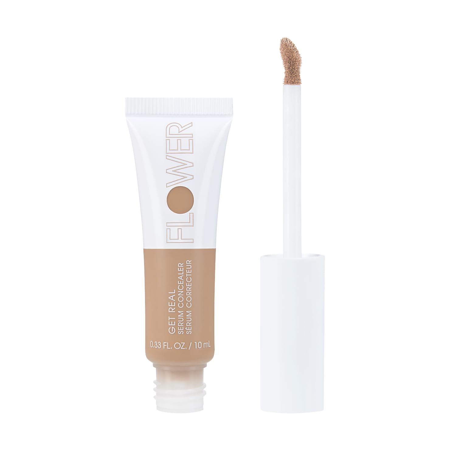 FLOWER BEAUTY By Drew Barrymore Get Real Serum Concealer - Brightens Skin + Blurs Blemishes - Hydrating Serum- Light