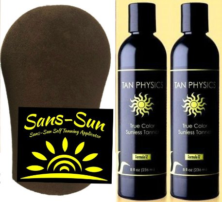 Tan Physics True Color Tanner (2 Pack) w/ FREE Tanning Mitt by Sans-Sun