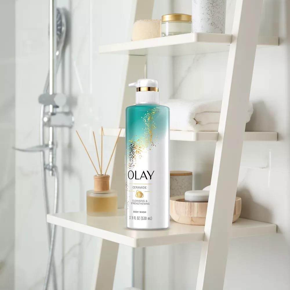 Olay Ceramide Cleansing & Strengthening Women's Body Wash with Ceramide and Vitamin B3 Complex, 17.9 Fl Oz (Pack of 2)