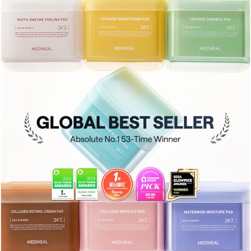 MEDIHEAL Vitamide Brightening Pad - Vegan Face Hypoallergenic Pads with Niacinamide, Sea Buckthorn - Radiance Boosting Pads for Clear, Illuminating Skin 100 Pads