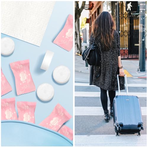 Classycoo Compressed Towel 100 PCS Mini Tablets Disposable Portable Face Towel Cotton Coin Tissue for Travel, Camping, Hiking, Sport,Beauty,Home Hand Wipes, Outdoor Activities (Rose Pink, Thick)