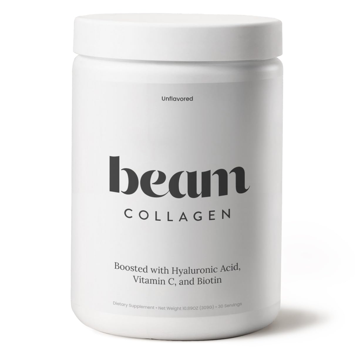 Beam Collagen Powder, Collagen Peptides For Women & Men, Grass Fed Collagen Supplements with Biotin, Protein and Hyaluronic Acid, Hair, Skin, Nail & Joint Support, Gluten Free, Sugar Free, 30 Servings