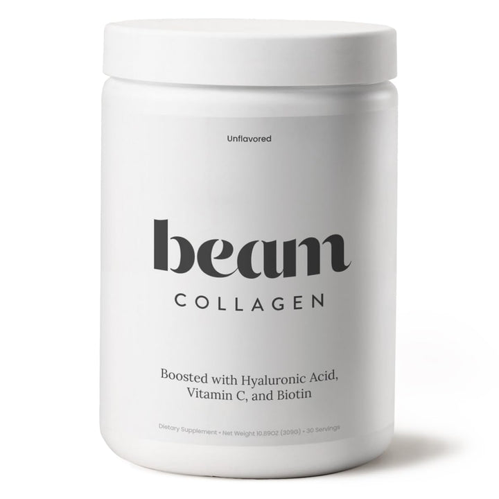 Beam Collagen Powder, Collagen Peptides For Women & Men, Grass Fed Collagen Supplements with Biotin, Protein and Hyaluronic Acid, Hair, Skin, Nail & Joint Support, Gluten Free, Sugar Free, 30 Servings