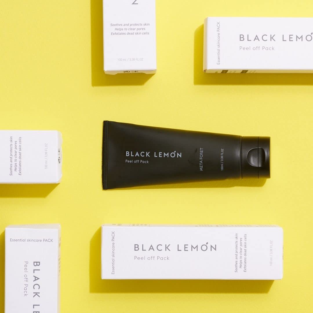 METAFORET Black Lemon Peel Off Pack 100ml/ 3.38fl.oz Activated Charcoal Face Gel Mask, Blackhead and Whitehead Remover, Pore Cleanser