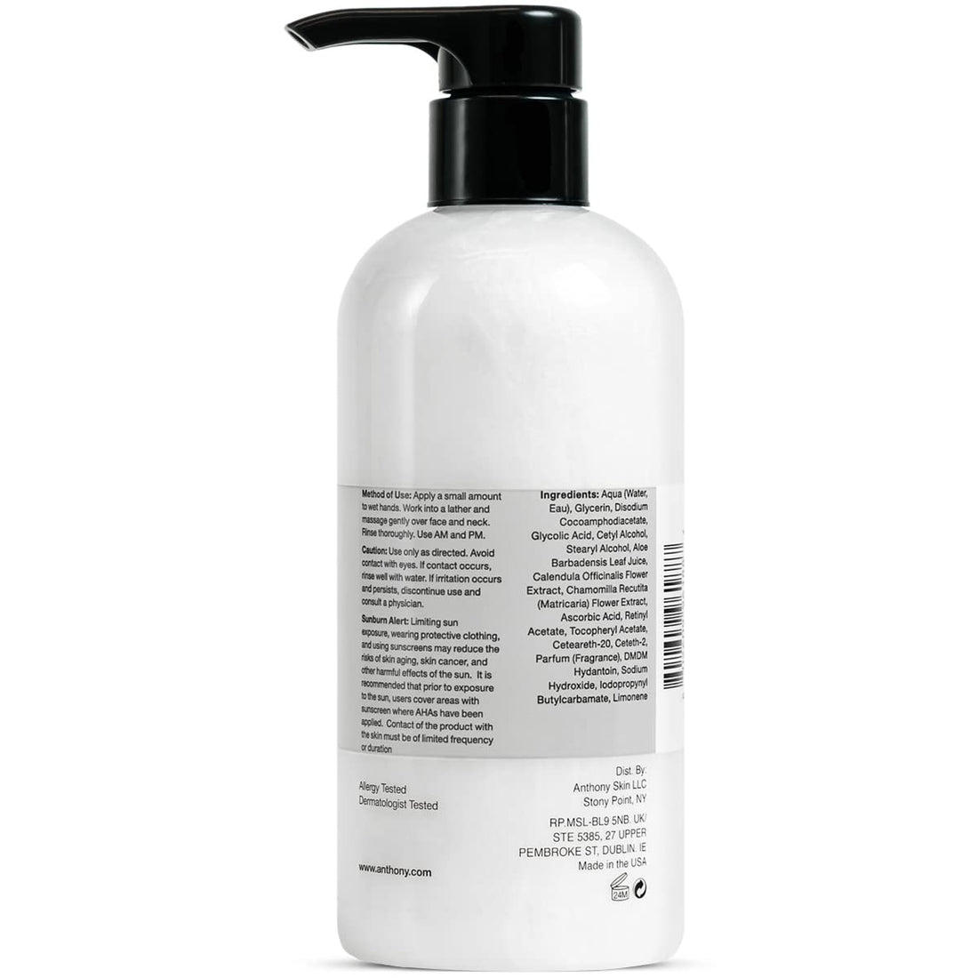 Anthonyââ‚¬â„¢s Glycolic Facial Cleanser for Men ââ‚¬â€œ Daily Cleansing Face Wash and Shave Prep ââ‚¬â€œ Hydrating, Exfoliating, and Gentle on Sensitive Skin ââ‚¬â€œ Non-foaming, 16 Fl Oz