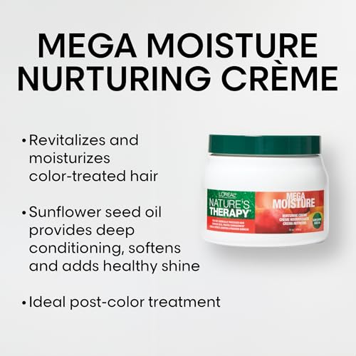 L'Oréal Technique Nature's Therapy Mega Moisture Crème - Conditioning and Detangling Hair Cream, Softens and Adds Shine With Botanical Extracts, For All Hair Types