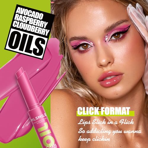 3 Colors Fat Lip Oil, Click Slick Moisturizing and Long-lasting Lip Balm, Non-stick and High Pigment Lip Glow Oil, Lightweight Lip Plumper with Coconut Oil Makeup (Set A)