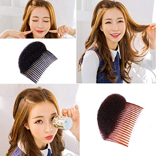 KDDOM 2 Pcs French style Bun Maker Braid Tool,Charming Bump It Up Volume Inserts Do Beehive Hair Styler Tool for Girl Woman Hair Accessories(Black,Brown)