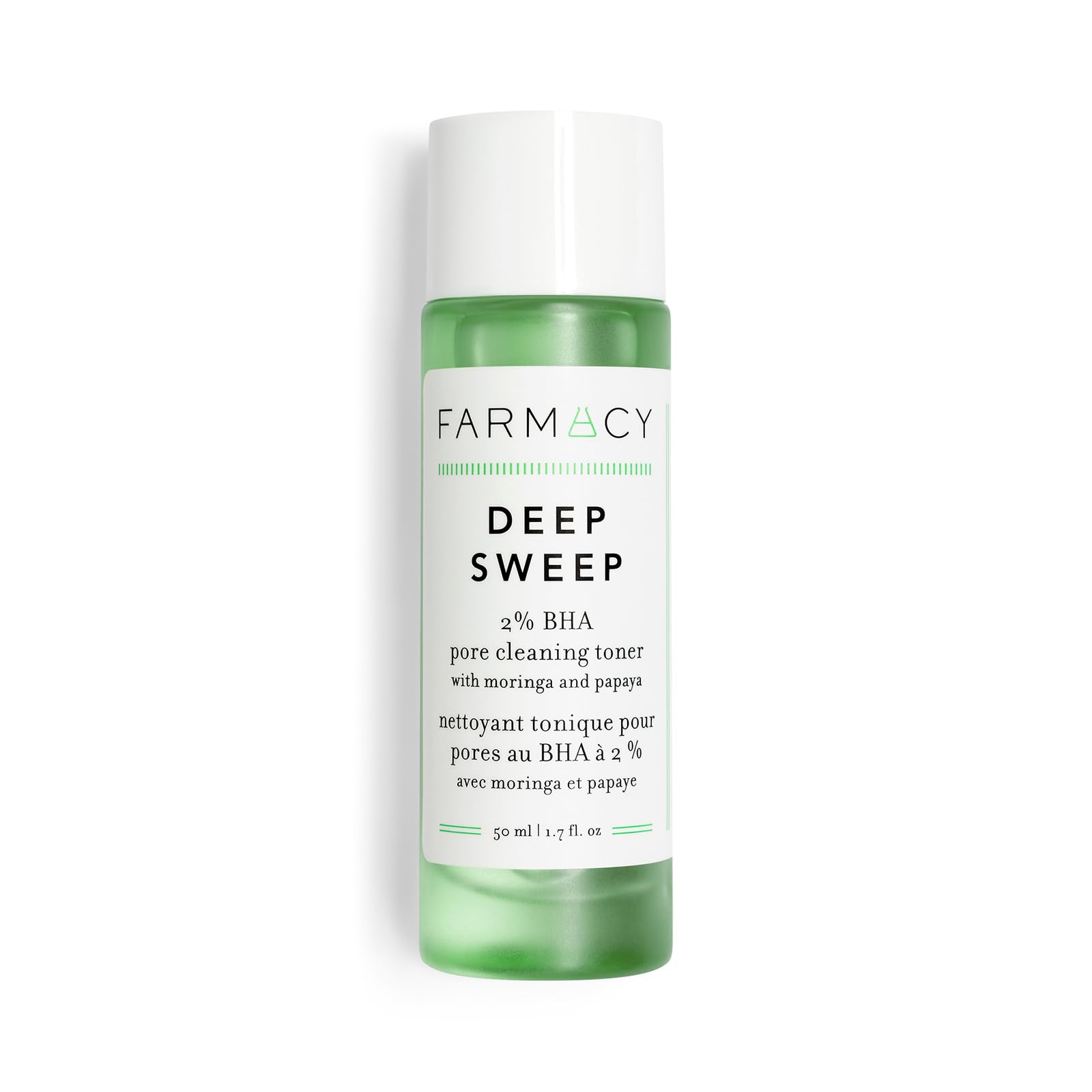Farmacy 2% Salicylic Acid Toner for Face - Deep Sweep Gentle BHA Exfoliant for Oily Skin - Refines Texture with Papaya Enzymes & Moringa Water for a Healthy-Looking Complexion (50ml)