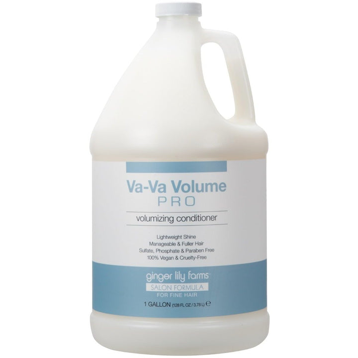 Ginger Lily Farms Salon Formula Va-Va Volume Pro Volumizing Conditioner for Fine Hair, 100% Vegan & Cruelty-Free, 1 Gallon (128 fl oz) Refill