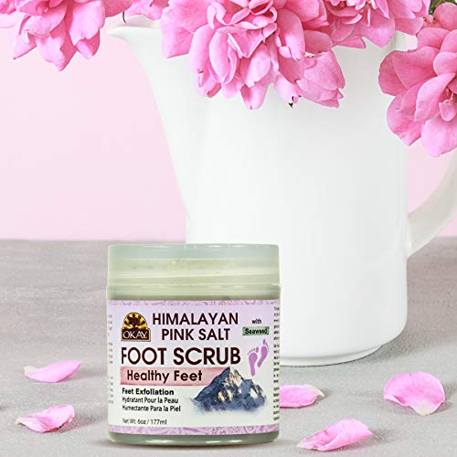 OKAY Himalayan Pink Salt with Seaweed Foot Scrub, 6 Ounce