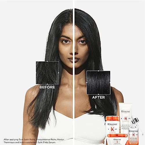 KÉRASTASE Nutritive Bain Satin Riche Shampoo, Cleanses & Strengthens Against Dryness, Adds Softness, Shine & Nourishment with Plant-Based Proteins & Niacinamide for Medium to Thick to Dry Hair