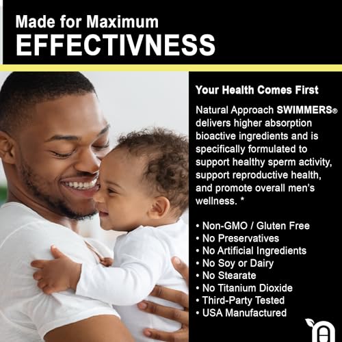 Swimmers | Fertility Support for Men | Optimal Sperm Count & Motility | Male Fertility Blend & Prenatal + Multivitamin to Support Healthy Conception | Premium Men's Health Supplement | 120 Capsules