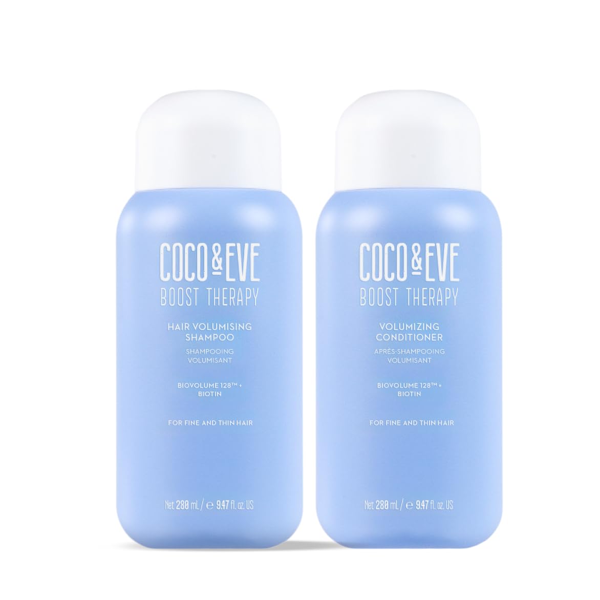 Coco & Eve Boost Therapy Hair Volumizing Shampoo & Conditioner Bundle Set. With Biotin to Target Fine, Thinning Hair. For Thickening, Nourishing, and Improving Volume, Density & Shine. (18.94 Fl Oz)