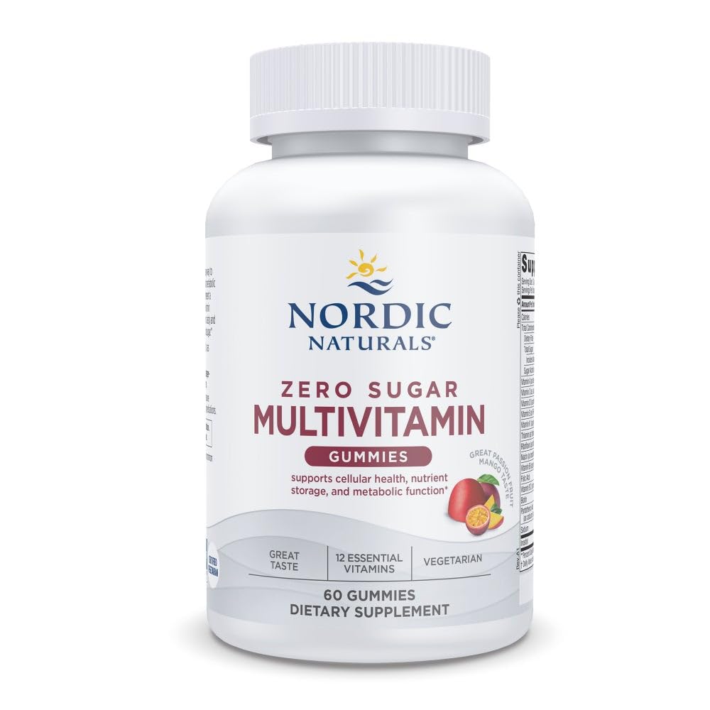 Nordic Naturals Zero Sugar Multi Gummies - Vegetarian Multivitamin Supplement - Passionfruit Mango - 60 Pectin-Based Gummies - 12 Essential Vitamins for Adults - Non-GMO - 30 Servings
