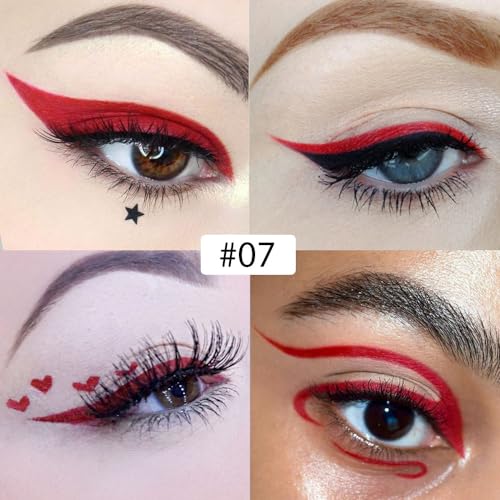 evpct 1Pcs Dark Red Liquid Eyeliner Waterproof Dark Red Eye Liners for Women, Eyes Wing Eyeliner Stamps Shapes Colored Eyeliner delineador de ojos a prueba de agua contra el agua blanco para ojos