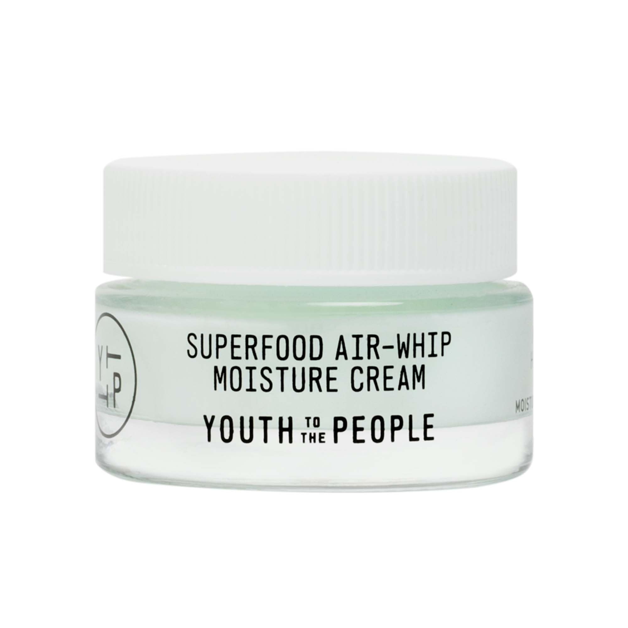 Youth To The People Superfood Air-Whip Moisture Cream, Travel Size (0.5 fl oz), 48-Hr Hydrating Face Moisturizer, Hyaluronic Acid, Kale and Green Tea for Glowing Skin, Non-Greasy, Vegan