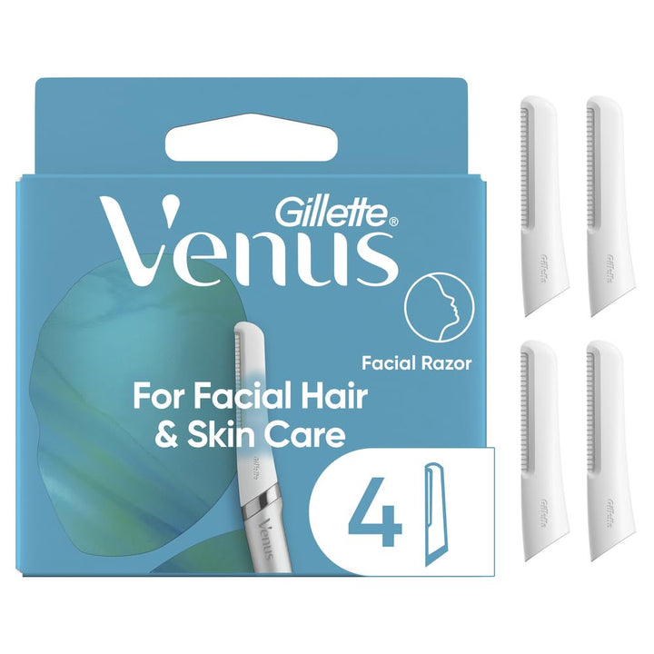 Gillette Venus Facial Razor Refills, Dermaplaning Exfoliating Replacement Blades, 4-Count