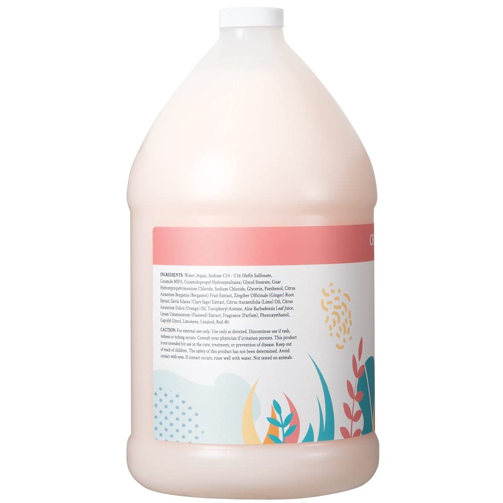 Ginger Lily Farms Botanicals Moisturizing Shampoo for All Hair Types, Champagne Mimosa, 100% Vegan & Cruelty-Free, Citrus Blend Scent, 1 Gallon (128 fl oz) Refill