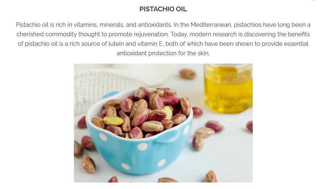 Natural Organic Face Moisturizer for Women & Men - Pistachio Oil & Vitamin E - Oily or Dry Skin Cream (Single)