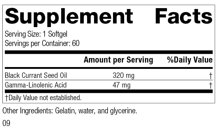 Standard Process Black Currant Seed Oil - Immune, Blood Flow & Tissue Repair Support with Whole-Food Based Blend of Black Currant Seed Oil & Gamma-Linoleic Acid - 60 Softgels