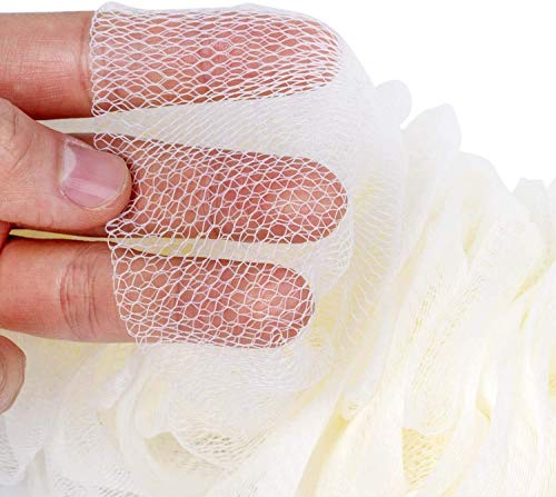 Arswin Back Scrubber for Shower,Loofah Long Handle Bath Body Brush,Soft Nylon Mesh Sponge for Shower,Loofah On a Stick for Men Women,Exfoliating Scrub Cleaning Luffa for Elderly(3-Pack,White)