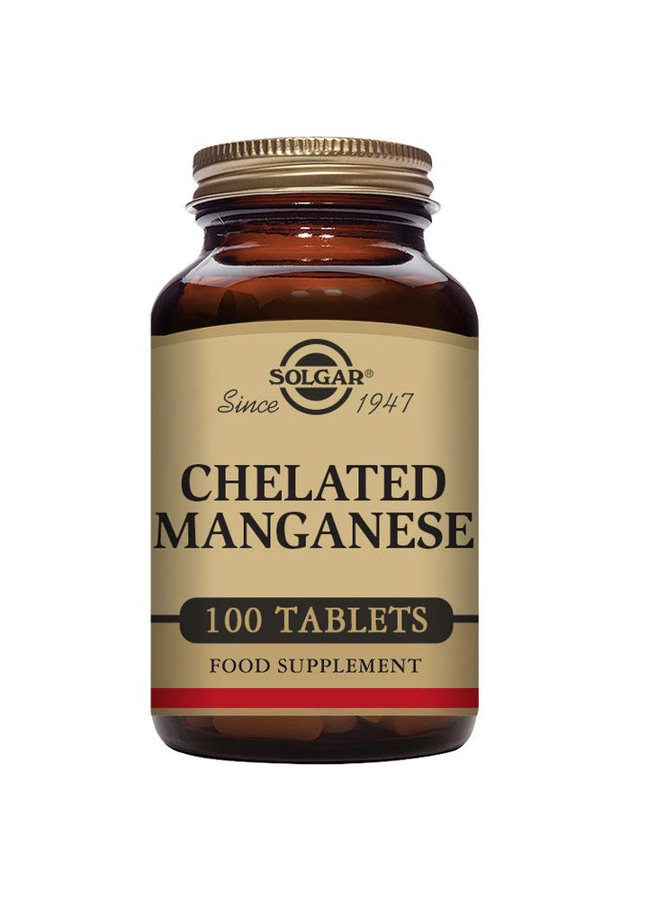 Solgar Chelated Manganese, 100 Tablets - Supports Bone, Joint & Nerve Health - Highly Absorbable - Non-GMO, Vegan, Gluten Free, Dairy Free, Kosher - 100 Servings