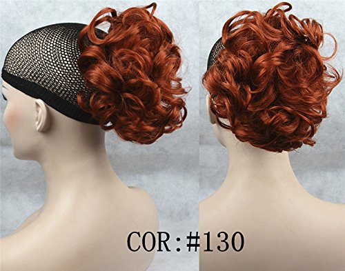 #130 Copper Red: Lydell Short Ponytail Hair Extension Wavy Synthetic Hair-Piece With Jaw Claw (#130 Copper Red)