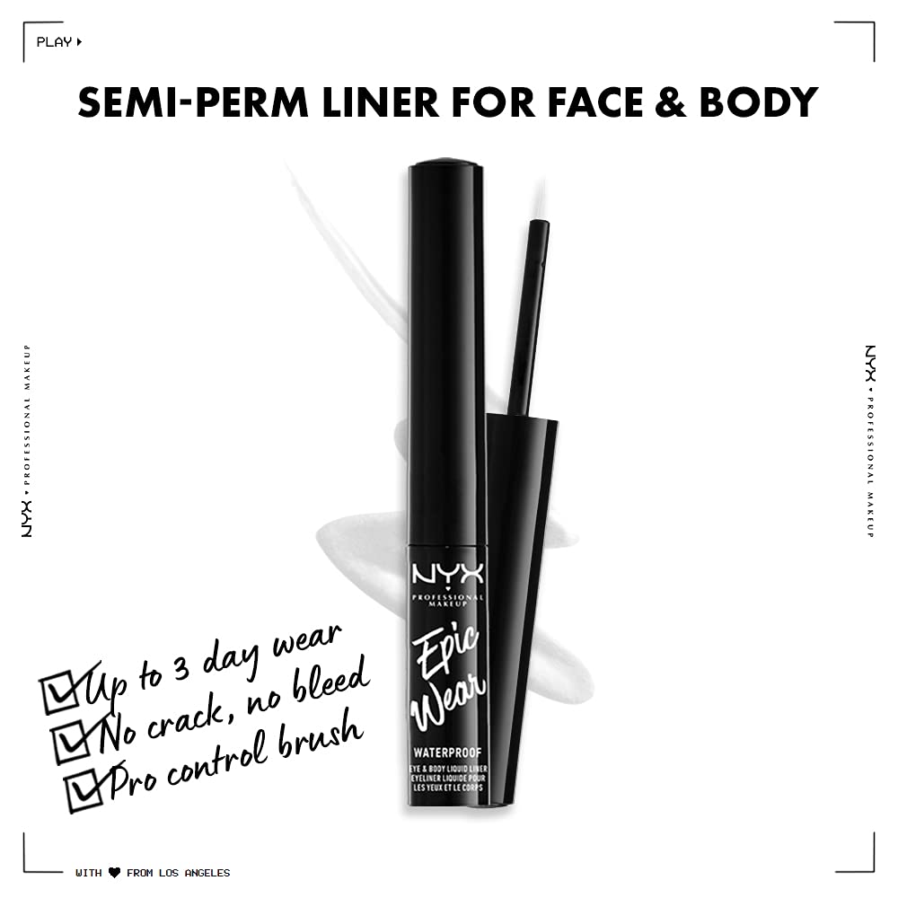 NYX PROFESSIONAL MAKEUP Epic Wear Liquid Liner, Waterproof Eyeliner, Up To 3 Day Wear, White