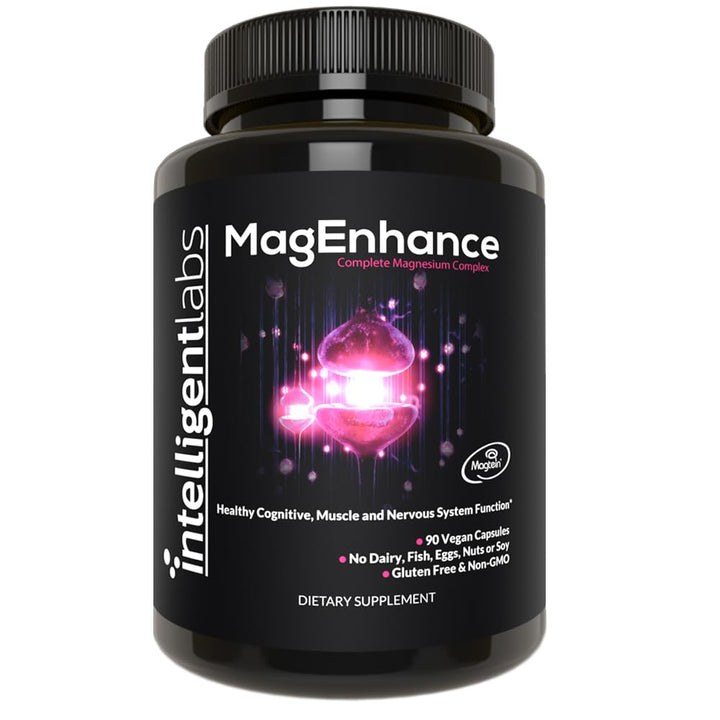 Intelligent Labs MagEnhance Magtein Magnesium Complex Supplement L-Threonate with Magnesium Glycinate and Taurate, 90 Capsules
