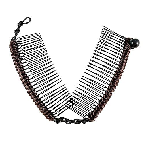 HairZing Banana, Clip -Double Comb For Thick, Curly, Kinky Hair -Put Your Hair Up In Seconds with No Damage, Creases, Or Pain Comfy Updo, Ponytail (Brown)