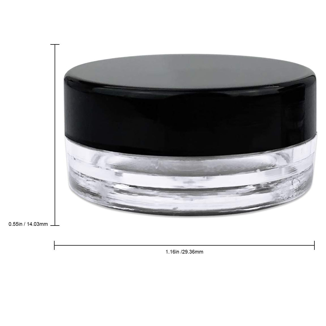 (100 Pcs) Beauticom 3 G/3 Ml High Quality Clear Round Cosmetic Pot Jars With Black Screw Cap Lids