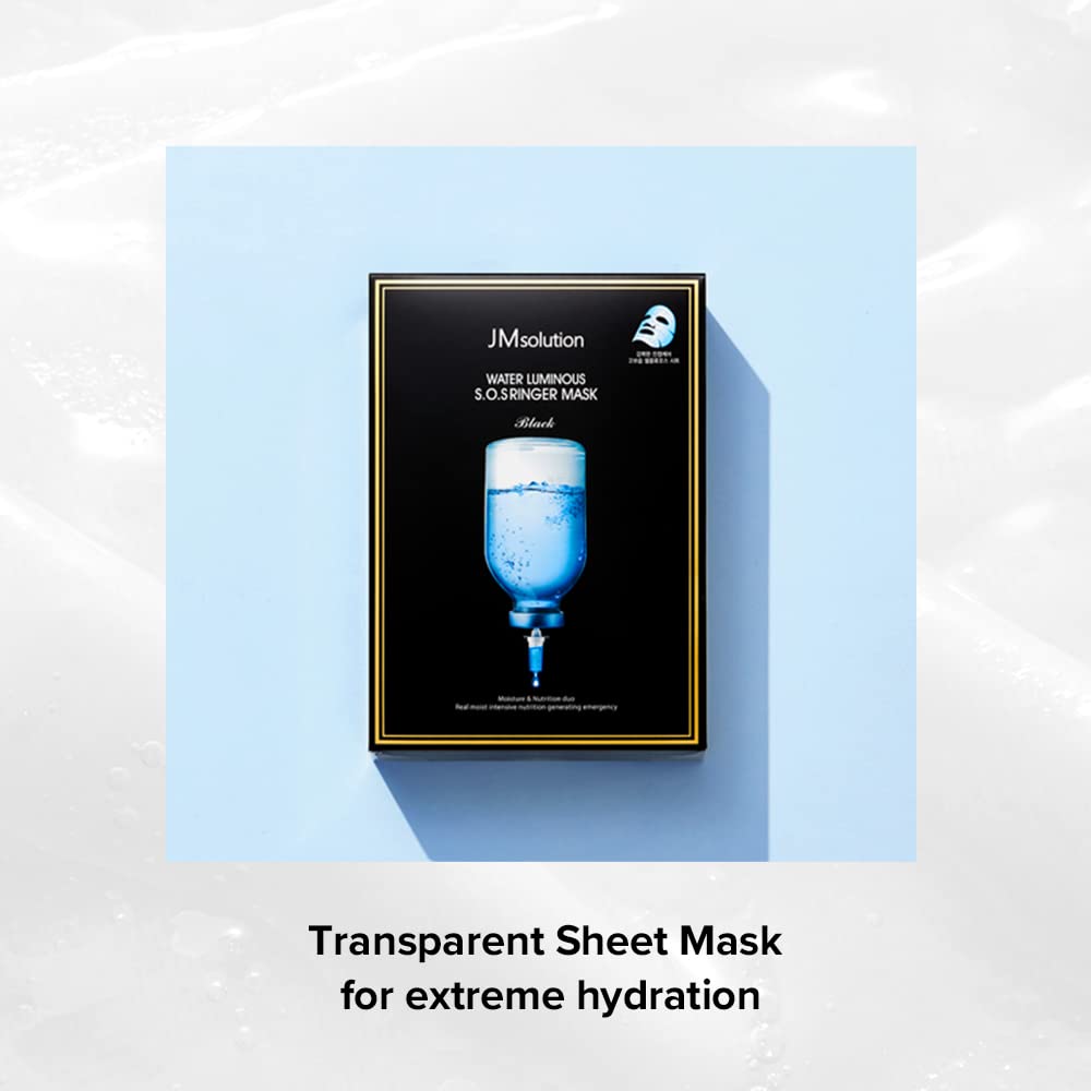 JM Solution Water Luminous S.O.S Ringer Mask Black (Pack of 10)