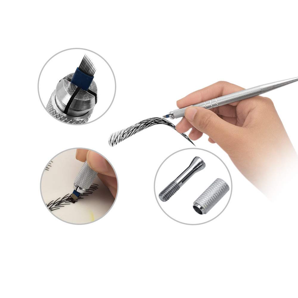 Pinkiou 3D Microblading Pen Silver Manual Tattoo Eyebrow Pen 5 Pieces For Permanent Makeup Supplies Machine Tool