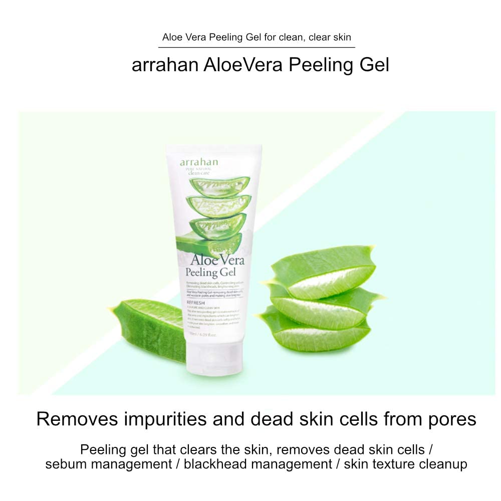 arrahan AloeVera Peeling Gel 180ml / 6.09 fl.oz Skin moisturizing, complexion clear. Skin soothing. Moisture replenishment, skin crystallization.
