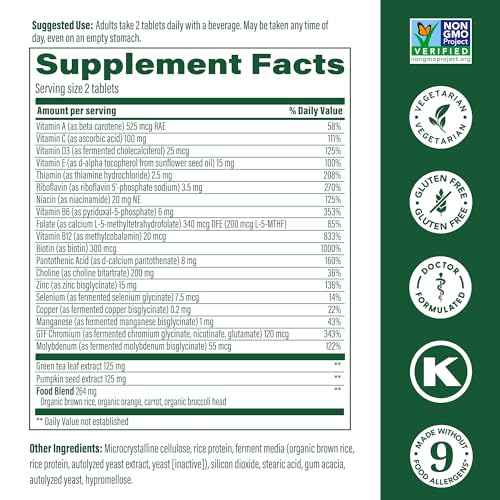 MegaFood Men's 55+ Advanced Multivitamin for Men - Doctor-Formulated -Choline, Vitamin D, Vitamin B12 – Plus Real Food – Brain Health Supplement for Adults & Immune Support - 120 Tabs (60 Servings)