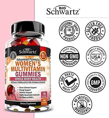 Women's Multivitamin Gummies with Vitamin A C B6 B12 D & E Vitamins for Immune Support - Gummy Multivitamin for Women for Bone Breast Skin Joint & Energy Dietary Supplement, Mixed Berry Flavor, 60 Ct
