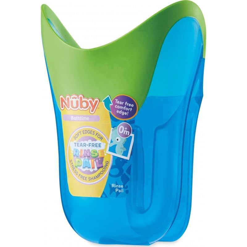 Nuby Tear-Free Rinse Pail, Aqua, 5 Inch (Pack of 1)