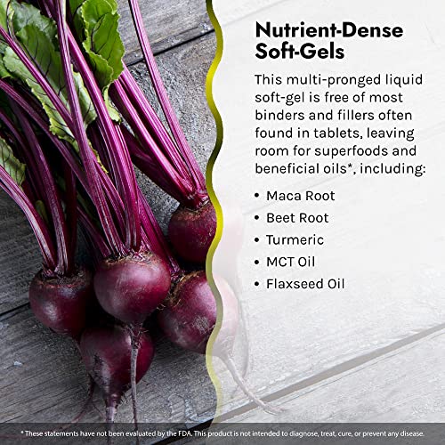 Irwin Naturals Quick Energy RED Liquid-Gel Multi with Nitric Oxide Booster - 72 Liquid Softgels - with Nitric Oxide Booster, Turmeric, Brown Kelp, Maca & Beet Root