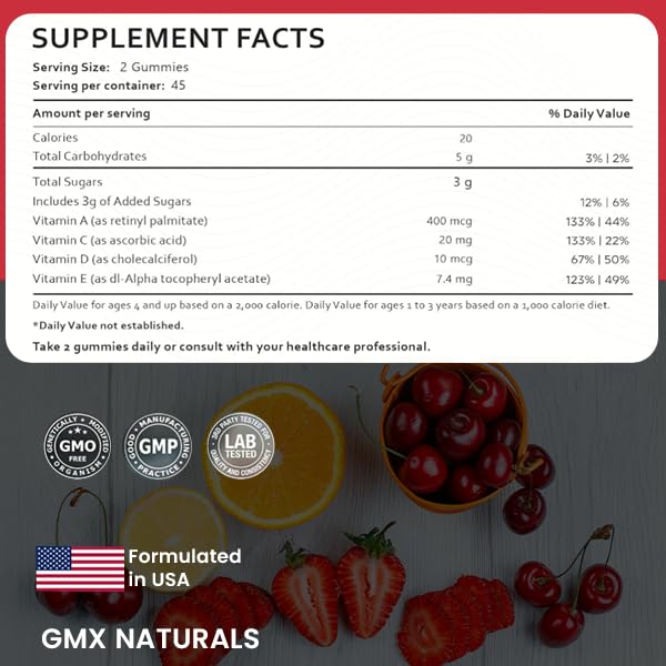 GMX Naturals Kids Multivitamin Gummies (90 Count) | Kids Vitamins Gummies | Immune & Growth Support | Sugar & Gluten Free | Cherry, Strewberry & Orange Flavour Gummies | 1 Month Supply