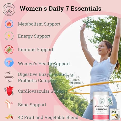 2nd Springs Daily 7 Essentials Women's Vitamin Pack -7 Pack Complete Women's Multivitamin Packet with Energy, Metabolism, Immune System, Women's Health Support with Probiotics, More