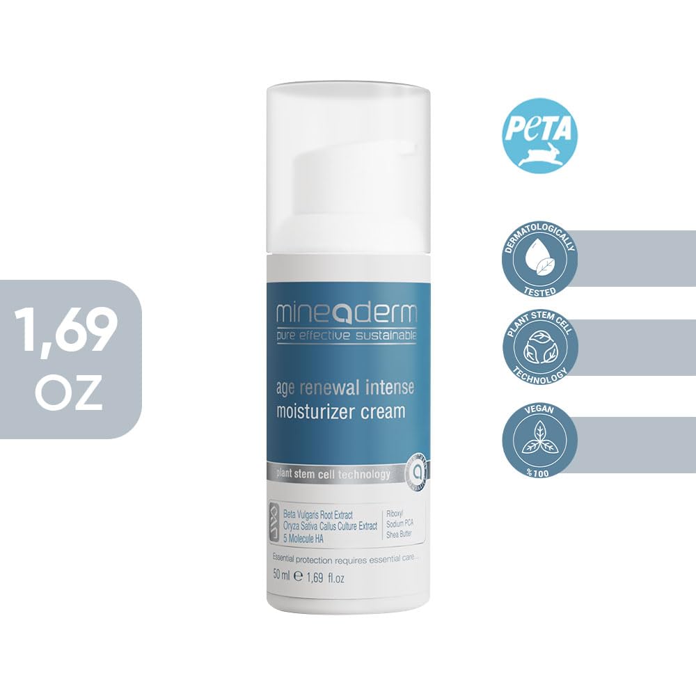 Mineaderm Age Renewal Intense Moisturizer Cream for Face Natural Skin Care 1.69 Oz, Revive Healthy Tone Sun Damage, Anti Aging, Face Moisturizer