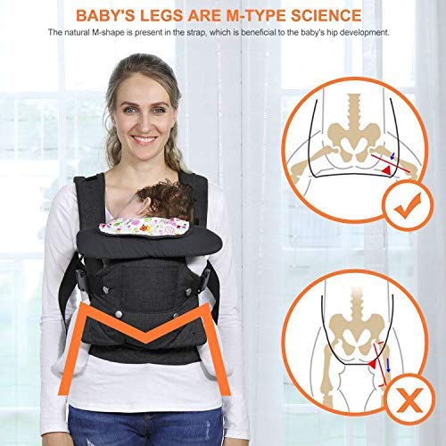 Baby Wrap Carrier - Adjustable Baby Carrier Newborn to Toddler 4-in-1 Convertible Carrier Baby Carriers for Newborn, Infant,Baby Wraps Carrier(Grey)