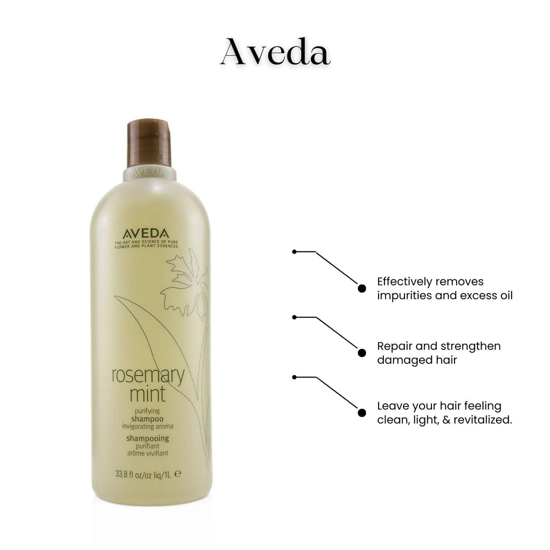Aveda Mint Purifying Shampoo and Weightless Conditioner Duo Liter, Rosemary