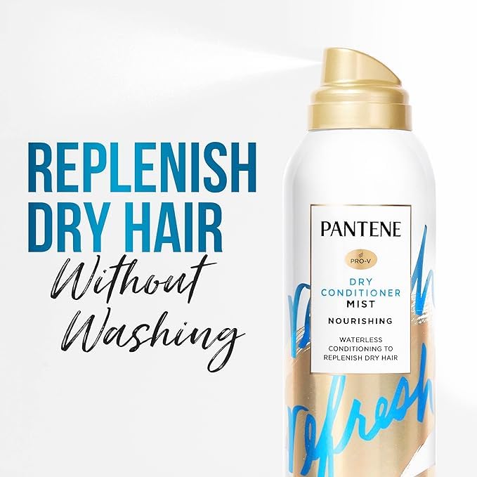 Pantene Dry Conditioner Mist Spray for Hair, 3.9oz, Blue - Instant Hydration and Frizz Control with Vitamin B5, Safe for Color Treated Hair, Pro-V Refresh
