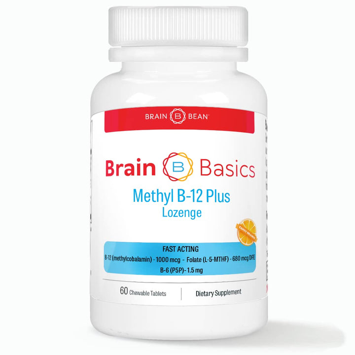 Extra Strength Methyl B-12 & Methyl Folate - 60 Chewable Tablets, Orange Citrus Flavor - Bioactive Vitamin B12 & B9 - Cellular Energy for Brain, Cardiovascular, Focus Support.