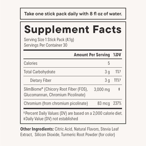 Daily Nouri FeelFull Prebiotic Lemonade Drink Mix with Chromium | for Natural Feeling of Fullness, Appetite & Cravings Support | Dietary Fiber for Gut Microbiome & Metabolic Health | 30 Stick Packs