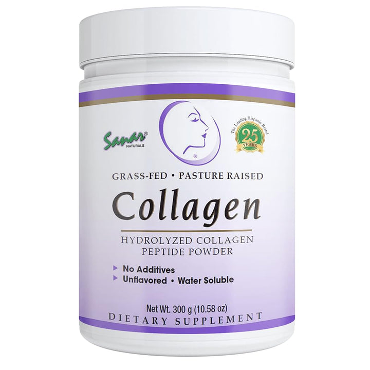 Sanar Naturals Collagen Peptides Powder - for Hair, Nail, Skin, Joint, and Bone Health - Hydrolyzed Collagen for Women & Men, Easy to Mix Collagen Protein Supplement, Unflavored, 10.58 oz